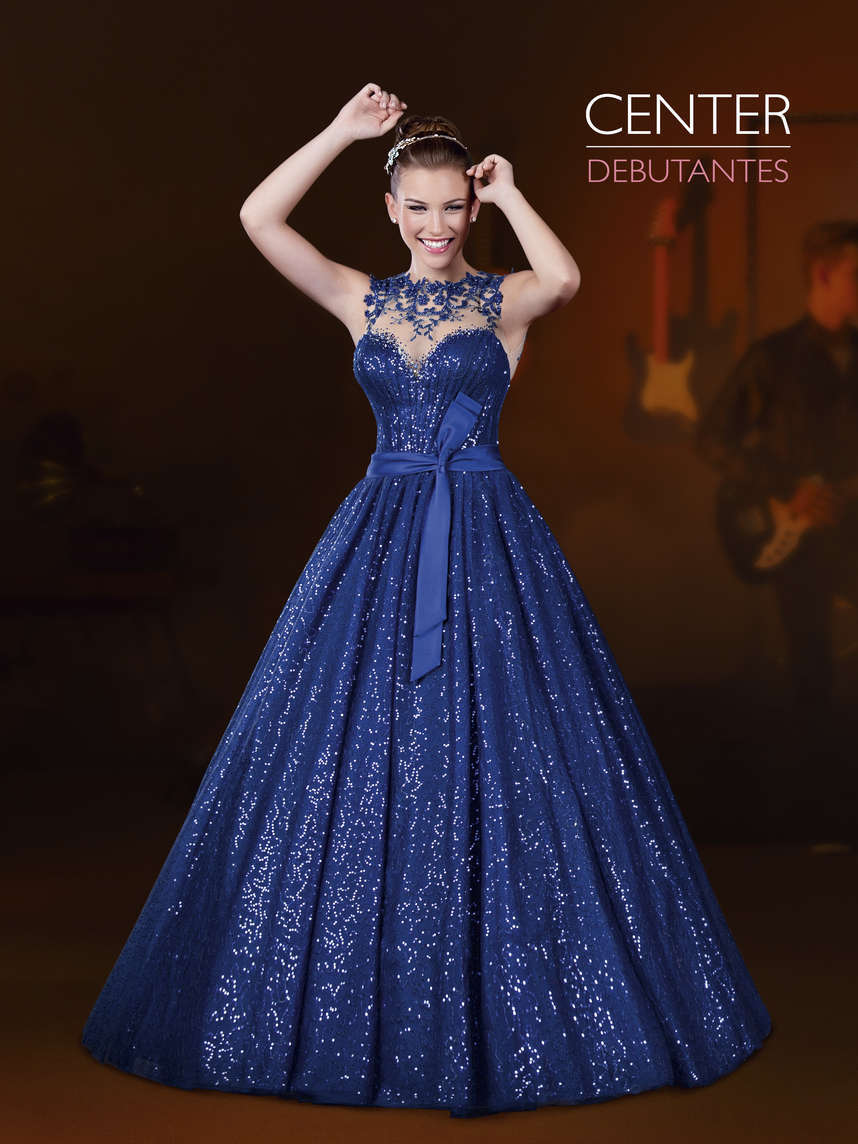 vestido para debutante azul royal